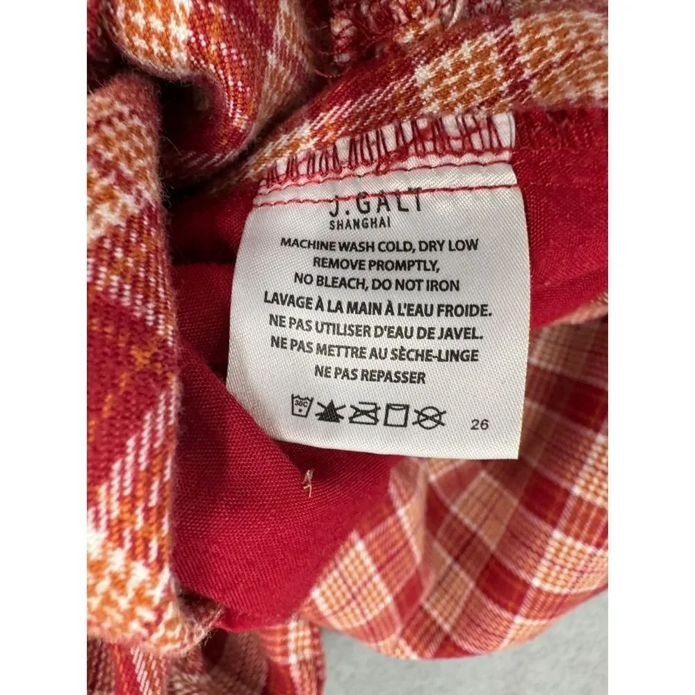John Galt Brandy Melville Plaid Valentina Pants Women OS Red Orange High‎ Waist